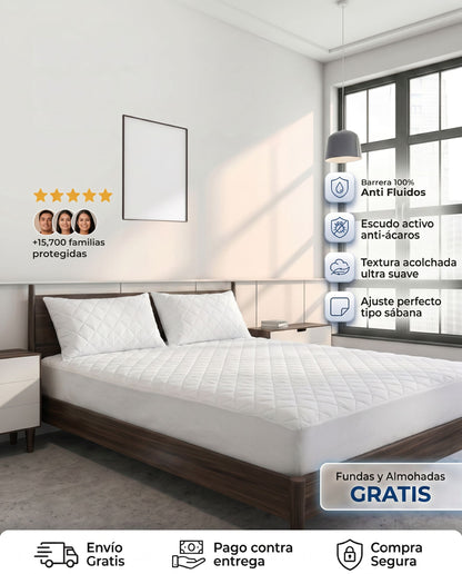Protector de colchón blanco Patmia, hogar, ultra perfecto protección, con fundas y almohadas hipoalergénicas gratis.