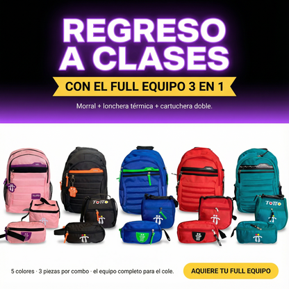 ✨NUEVO COMBO 3 EN 1 FULL EQUIPO PARA EL AÑO ESCOLAR - Patmia